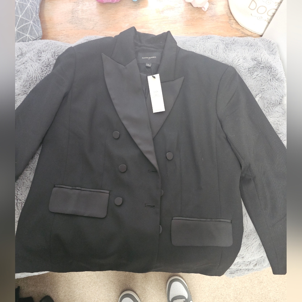 Womens Black Double-Breasted Jacket